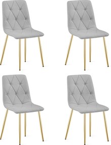 Set 4 Scaune Bucatarie/Dining Fido, Picioare Aurii,Gri Deschis