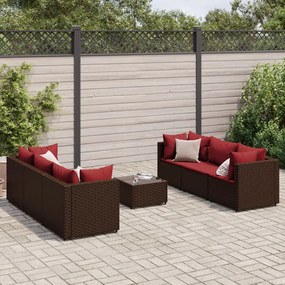 3308029 vidaXL Set mobilier de grădină cu perne, 7 piese, maro, poliratan