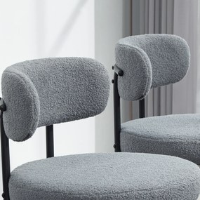 HOMCOM Set de 2 scaune de masă cu spătar din material picioare din oțel 51 x 51 x 76 cm gri | Aosom Romania