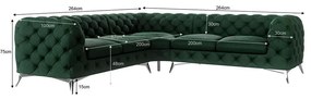 Colțar verde închis cu tapițerie din catifea Chelsea – Ropez