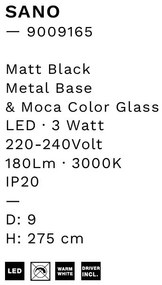 Pendul LED modern, Metal, Sticla, Moca, SANO