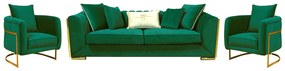 Set MAJESTY 3-1-1, canapea fixa 3 locuri, 2 fotolii fixe, verde