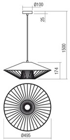 Redo 01-3011 - Lampă suspendată pe cablu GRILL, 1xE27/42W/230V, Ø 49,5 cm, negru/bej