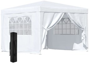Foisor Impermeabil cu Paneluri Laterale Outsunny, Tesatura Oxford Alb, 3x3m | Aosom RO