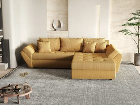 Colțar extensibil dumonde cu ladă de depozitare si sezut confortabil din spuma high-density, Loana Zoom Mustar II 270x185 cm