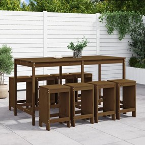 3157760 vidaXL Set mobilier bar de grădină, 9 piese, maro miere lemn masiv pin