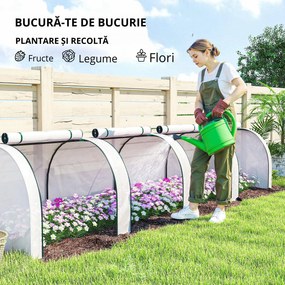 Outsunny Seră, seră din folie rezistentă la iarnă cu ușă cu fermoar rulabilă 395 x 100 x 80 cm Alb | Aosom Romania