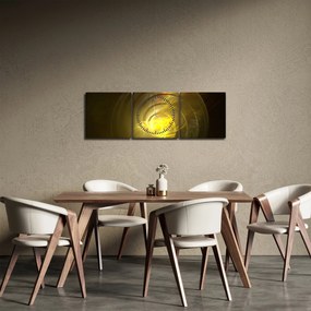 Tabloul cu spirala abstractă în galben (cu ceas) (90x30 cm)