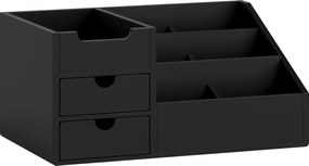 HOMCOM Cutie de Depozitare de Birou - Organizator de Birou - 7 Compartimente, 2 sertare - Bambus Lacuit Negru | Aosom Romania