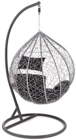 Fotoliu suspendat Eggy ratan gri/negru - H195 cm