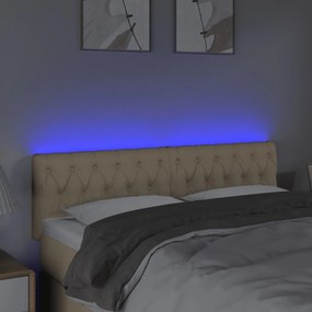 Tablie de pat cu LED, crem, 144x7x78 88 cm, textil 1, Crem, 144 x 7 x 78 88 cm
