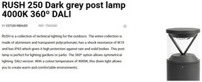 Mini Stalp LED iluminat exterior simetric 360º IP65 RUSH 25cm 4000K DALI