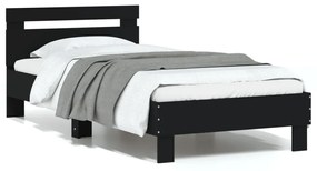 838534 vidaXL Cadru de pat cu tăblie, negru, 90x200 cm, lemn prelucrat