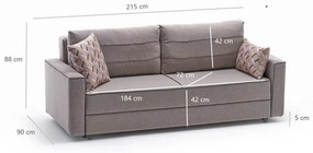 Canapea Extensibilă cu 3 Locuri Ece, Crem