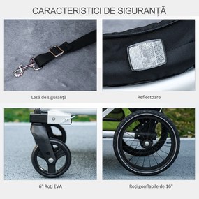 PawHut Remorcă și Cărucior 2 în 1 pentru Câini Bicicletă Pliabil Cadru Aluminiu Lesa Siguranță Covor Antiderapant Reflectoare | Aosom Romania