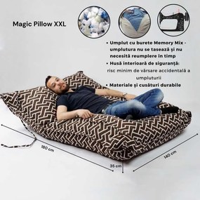 Fotoliu tip Perna Magic Pillow XXL, Material Textil - Black Velvet