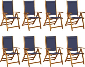 vidaXL Scaune de grădină pliabile 8 buc. lemn masiv acacia & textilenă