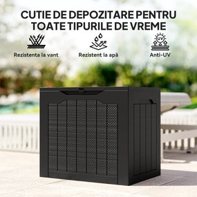 Outsunny Cufăr de Exterior de 93L cu Mânere Integrate și Cârlig pentru Lacăt, 56x41x50 cm, Negru | Aosom Romania