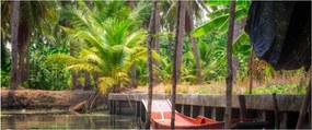 Tablou - Nava din lemn în canal , Thailand (120x50 cm)
