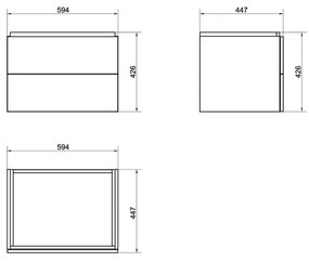 Mobilier baie suspendat pentru lavoar 60 cm cu 2 sertare stejar Cersanit City