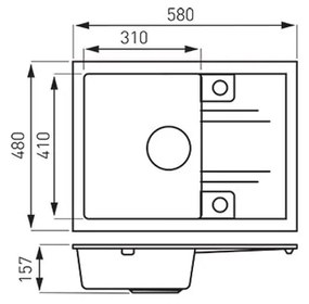 Chiuveta Ferro Mezzo II, 1 cuva cu picurator, 580x480 mm, grafit - DRGM48/58BA