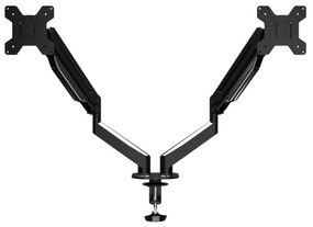 Suport monitor Esperanza ERW020, 17"-27", Pentru 2 monitoare, Mecanism cu arc, VESA 75/100 mm, Pana la 6 kg per brat, Negru