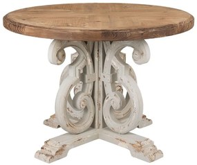 Masă de dining rotundă, din lemn, cu finisaj vintage, Aimée
