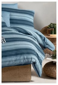Lenjerie de pat albastră pentru pat dublu/canapea extinsă cu cearceaf inclus/cu 4 piese 200x220 cm Stripes – Mila Home