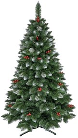Brad artificial 220 cm, aspect nins cu merisoare,Verde