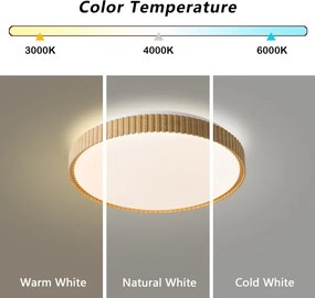 Plafonieră LED Brilagi CORVO, dimmabilă, 72W/230V, 3000-6000K, finisaj decor lemn, Ø50 cm, cu telecomandă inclusă