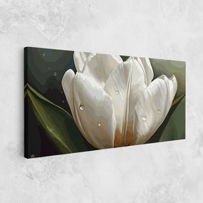Tablou Canvas, 40x80cm, Dormitor si Living, Flori, Lalele, Pretty White Tulip