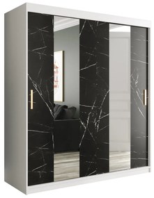 Dulap de haine 180 cm Marbelo P (mat alb + marmură neagră). 1064523