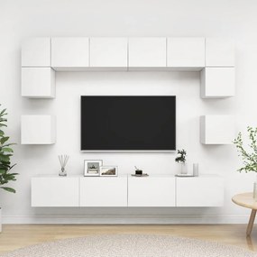 vidaXL Set dulapuri TV, 8 piese, alb, lemn prelucrat