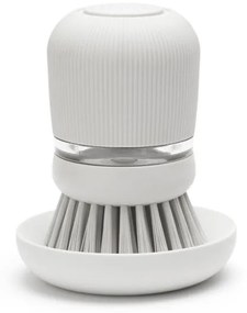 Dozator detergent de vase cu perie Brabantia Sinkside 1003318, 100 ml, Peri din poliester, Suport, Gri deschis