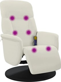 vidaXL Fotoliu de masaj rabatabil cu taburet, crem, catifea