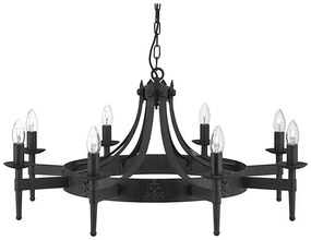Searchlight 2428-8BK - Candelabru cu lanț CARTWHEEL 8xE14/60W/230V, negru