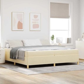 vidaXL Pat cu arcuri Altele Alb și crem 200 x 200 cm țesătură
