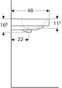 Lavoar baie pe mobilier alb 75 cm, dreptunghiular, Smyle Square Geberit 750x480 mm