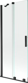 Mexen Velar panou de cadă 2-pliabil glisant 85 x 150 cm, transparent, negru - 896-085-000-01-70