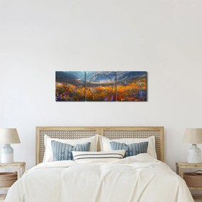 Tablou - Peisaj montan pictat II. (cu ceas) (90x30 cm)