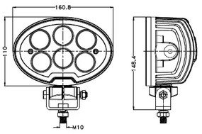 Proiector LED auto BLACK LED/60W/10-30V IP69 5700K oval