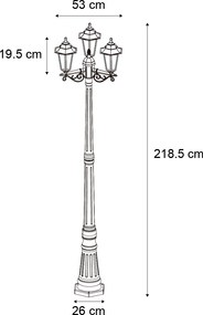 Stâlp clasic de exterior negru 217cm IP44 - New Haven Hammered