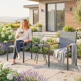 Outsunny Set bistrou 3 piese: Scaune din plasă și masă, Gri mixt. | Aosom Romania