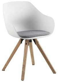 Set 2 scaune cu picioare din lemn de arbore de cauciuc Actona Tina, alb
