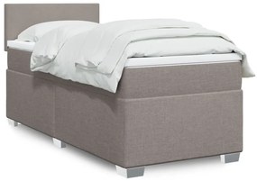 vidaXL Pat box spring cu saltea, gri taupe, 90x200 cm, textil