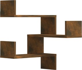 vidaXL Raft colț perete 2 buc stejar afumat 40x40x50cm lemn prelucrat
