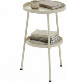 Outsunny Masă de grădină Ø36 cm, masă de balcon din metal, masă de exterior pentru servit masa, măsuță rotundă pentru grădină terasă balcon Alb-crem | Aosom Romania