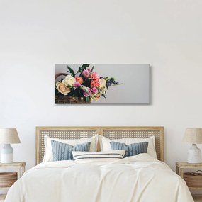Tablou cu coș și flori (120x50 cm)
