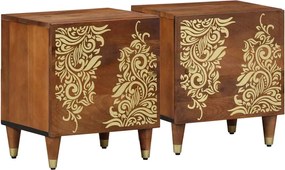 vidaXL Noptieră cu ușă 2 pcs Maro miere 40 x 33 x 46 cm