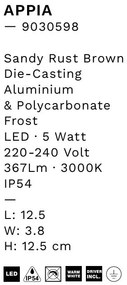 Aplica de perete LED pentru iluminat exterior IP54 APPIA